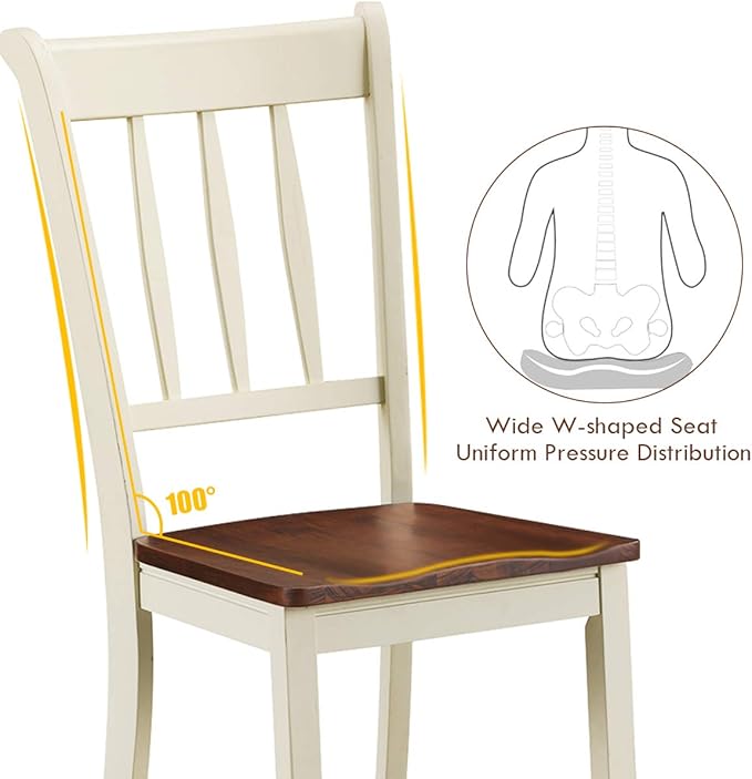 Giantex Wood Dining Chairs Set of 2, Armless Kitchen Chairs w/Solid Rubber Wood Frame, Easy to Assemble Dining Side Chair, Farmhouse Dining Room Chairs