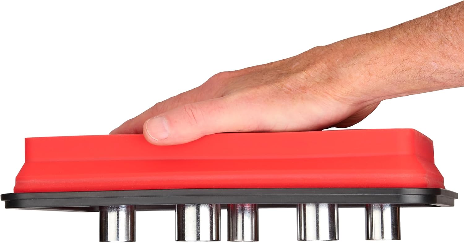 Collapsible Magnetic Parts Tray Set - 3 Different Size Tool Trays for Screw, Bolts, Nuts, Washers, Pins and Other Small Metal Parts, Mechanic Tool Gifts for Men - Red