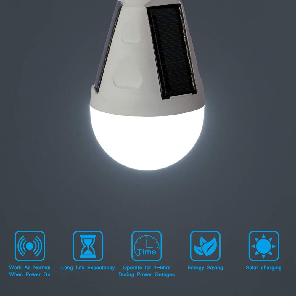 4 Pack LED Solar Emergency Light Bulbs for Home Power Failure, E26/E27 7W Rec...