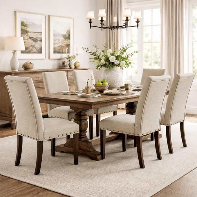 HomePop Michele Dining Chair with Nailhead Trim - Tan (Set of 2)