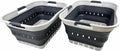 SAMMART 42L (11 gallon) Collapsible Plastic Laundry Basket - Foldable Pop Up Storage Container/Organizer - Portable Basket - Space Saving Hamper/Basket (Grey/Charcoal Black (Set of 2))