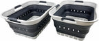 SAMMART 42L (11 gallon) Collapsible Plastic Laundry Basket - Foldable Pop Up Storage Container/Organizer - Portable Basket - Space Saving Hamper/Basket (Grey/Charcoal Black (Set of 2))