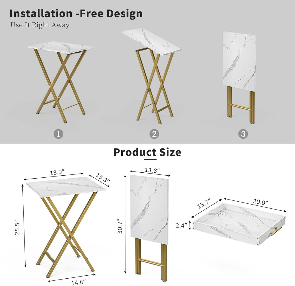 Folding TV Tray Tables, Set of 2 Side Table for Small Place, Snack Eating Tab...
