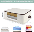 Iwill CREATE PRO 25.5"x17.7"x9" Storage Bag with Clear Window - Foldable Canvas Clothes Organizer for Winter Coats, Blankets, Pillows - Triple-Zip Lockable Design & Handles - Beige (1-Pack)