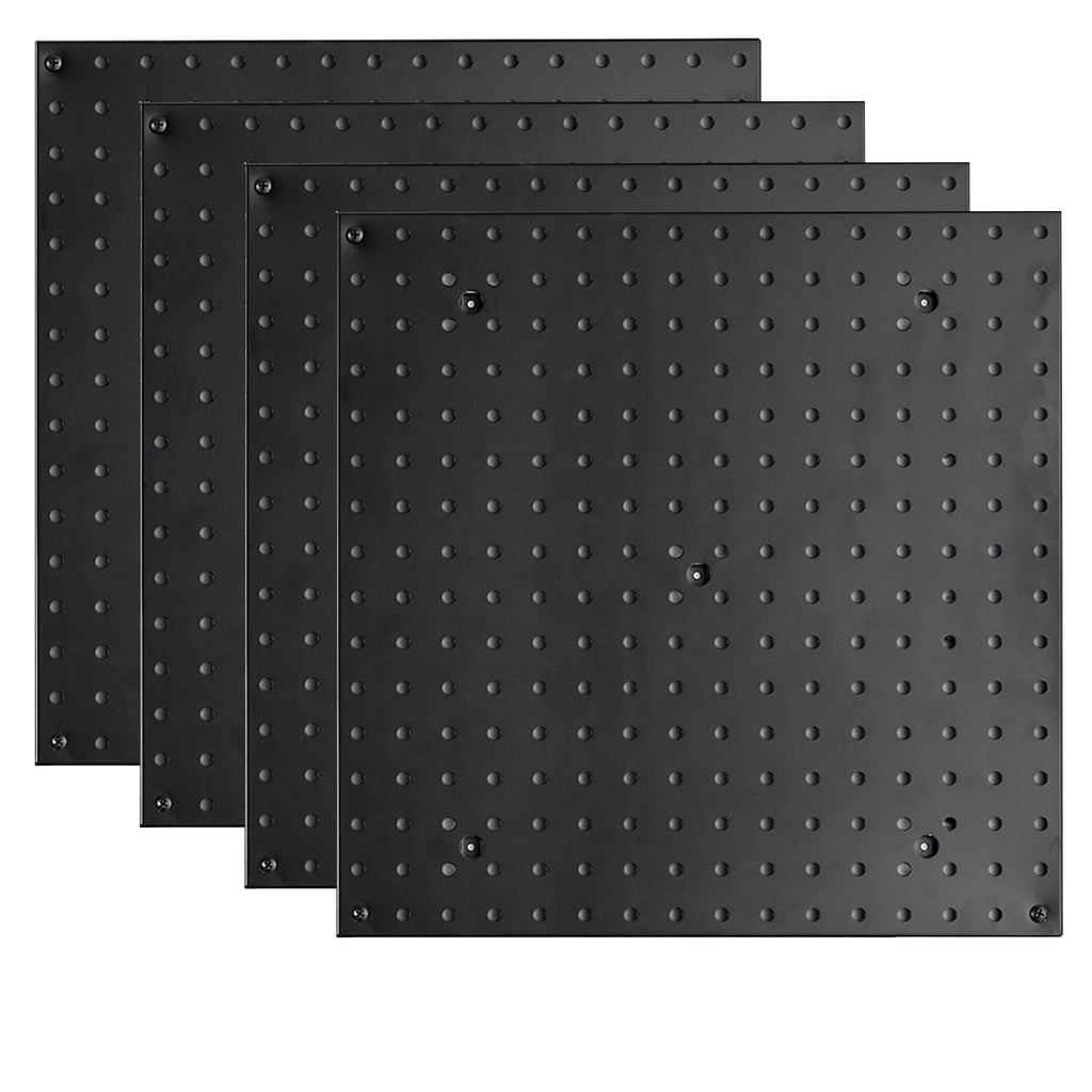 Pegboard Smith 16x16 inch Wall Tool Organizer Pegboard Panels, Black Metal Pegboard for Tool Storage, Workbench Tools Organization Peg Board(4 PCS, Black)