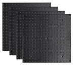 Pegboard Smith 16x16 inch Wall Tool Organizer Pegboard Panels, Black Metal Pegboard for Tool Storage, Workbench Tools Organization Peg Board(4 PCS, Black)