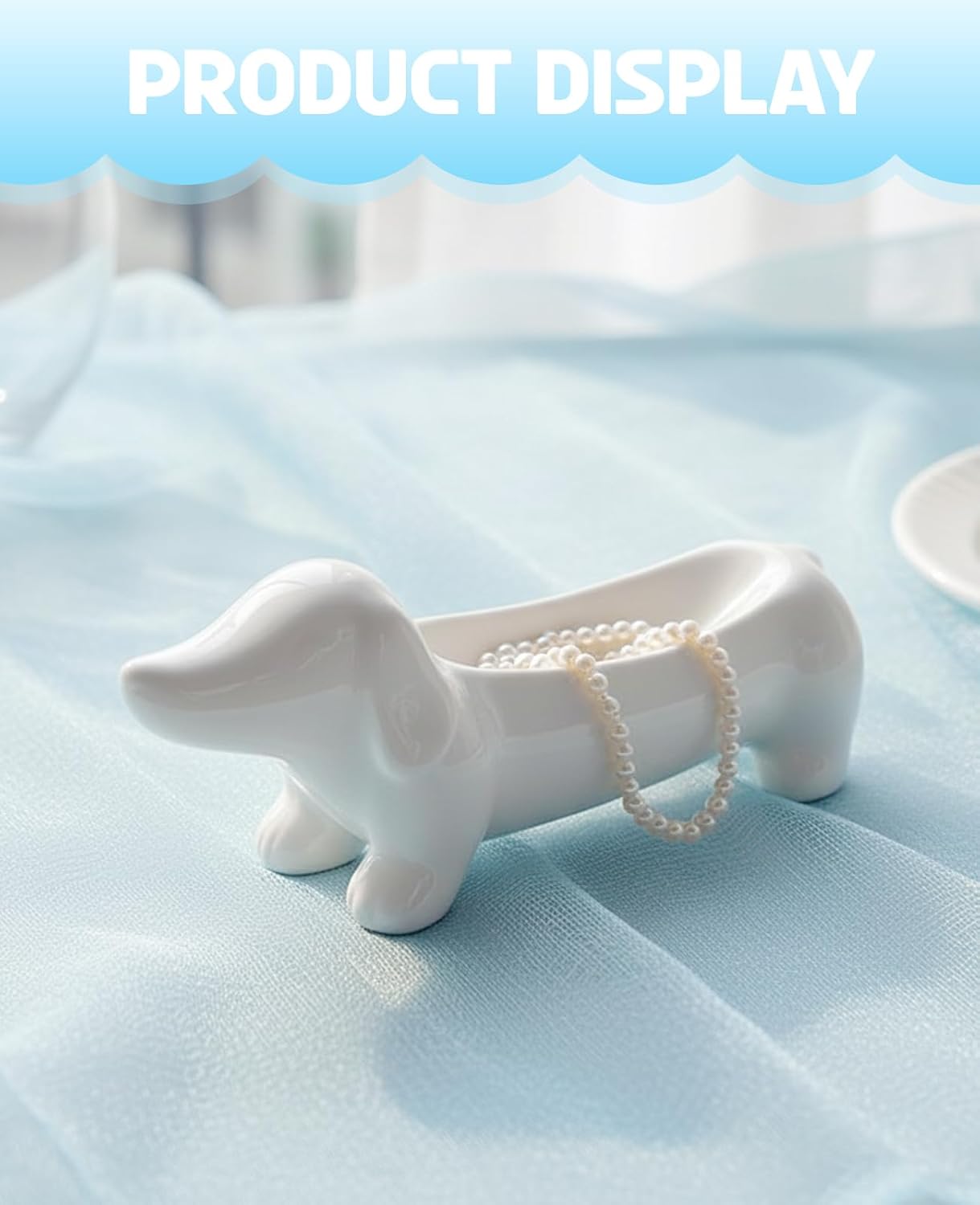 Dachshund Ring Holder, Weiner Dog Ceramic Trinket Tray for Women Men