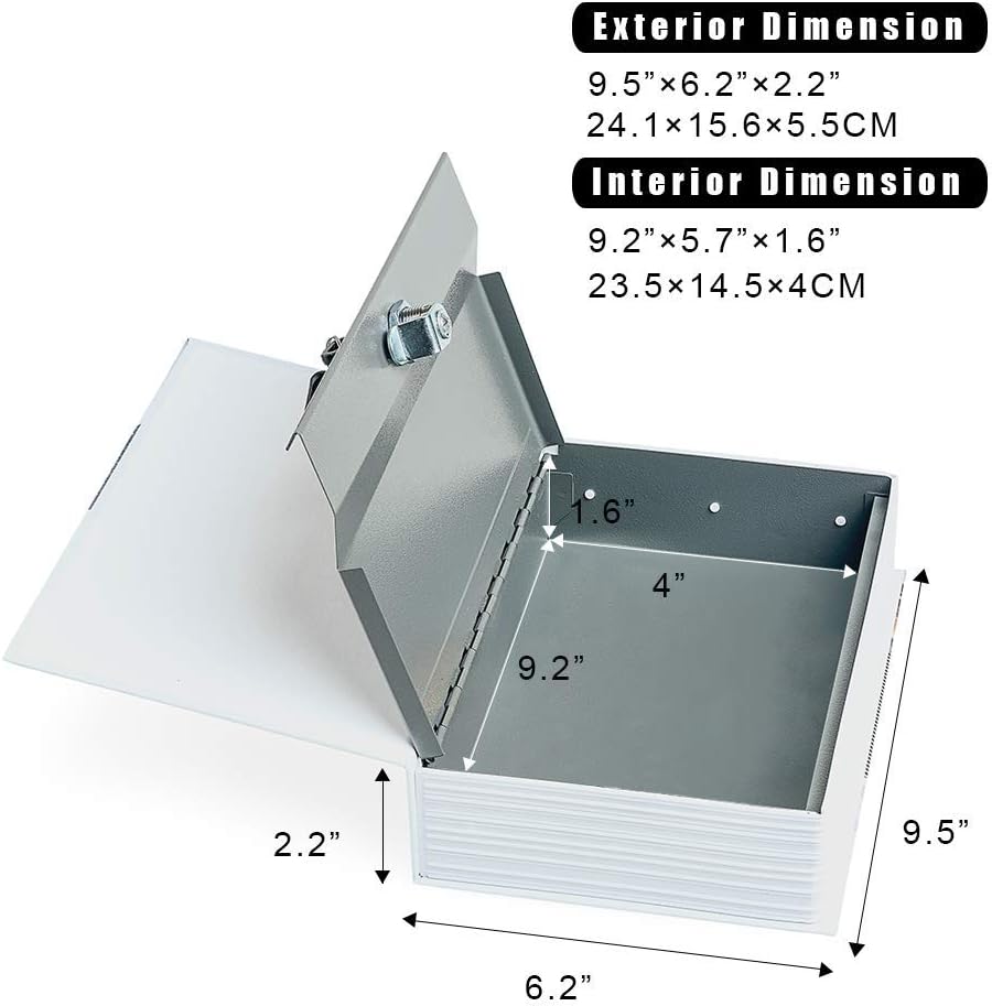 Diversion Book Safe Storage Box (9.5"×6"×2.2"), Dictionary Secret Safe Can with Security Key Lock, Diversion Book Hidden Safe (66 Route,Key)