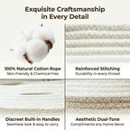 Large Storage Basket for Shelves 16.8”x13”x7.5”2 Pack | Large Baskets for Storage, Soft Cotton Rope Woven Baskets for Shelves, Closet, Laundry, Bathrooms, Blanket, Clothes, Closet
