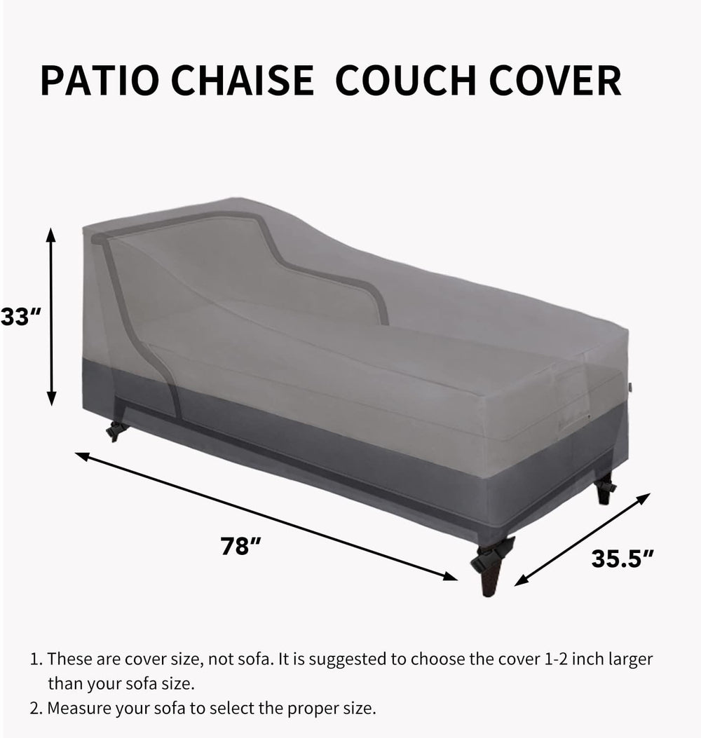 Easy-Going Heavy Duty Outdoor Chaise Lounge Cover, 2 Pack, Gray/Dark Gray