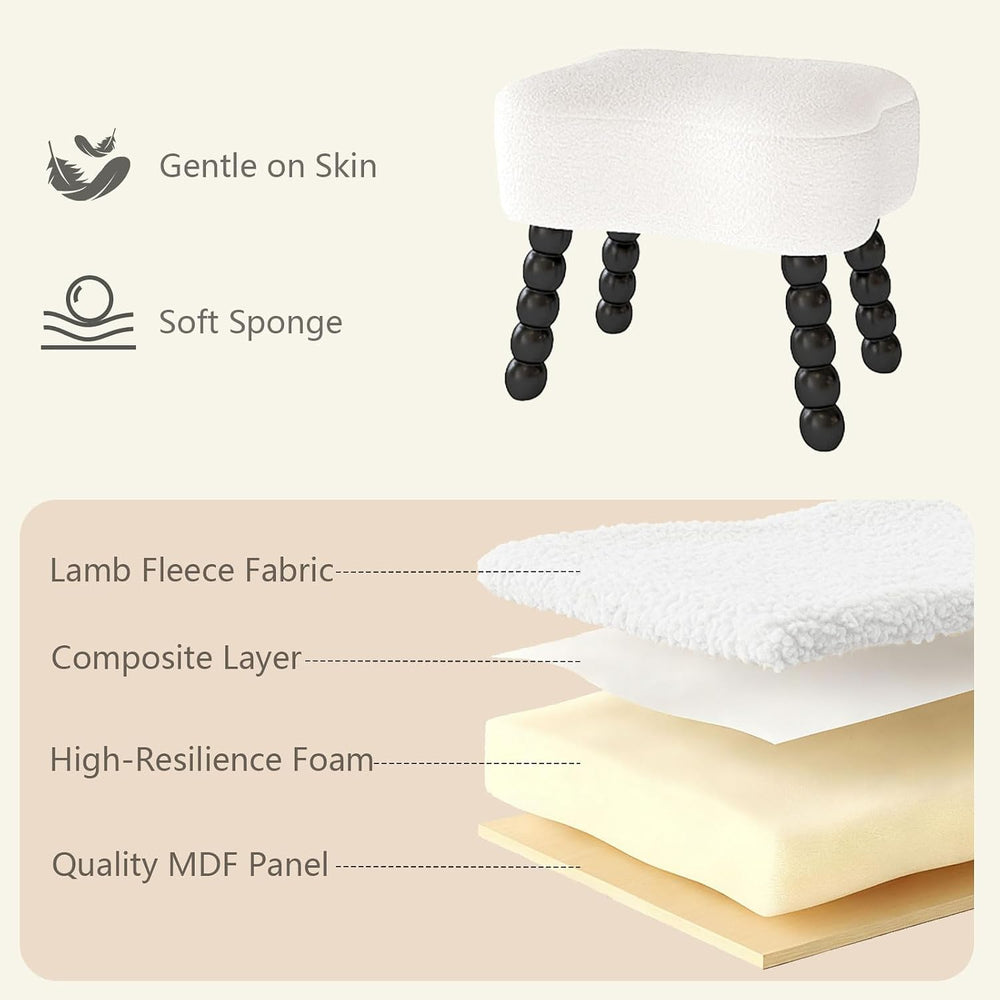 White Ottoman, Small Footrest with Storage Space, Unique Shaped Ottoman with ...
