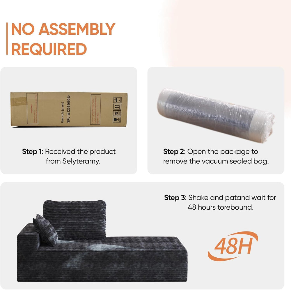35" Sofa Bed, Boneless Cloud Couch, Rectangular Couch for Living Room, O...