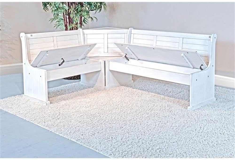 Pemberly Row 75" x 56" Farmhouse Wood Breakfast Nook Set with Table...