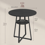 MAHANCRIS 31.5" Round Dining Table for 2-4, Farmhouse Kitchen Table with Storage Shelf, Small Circle Dining Table Space Saving, for Dining Room, Kitchen, Living Room, Black DTBK8201