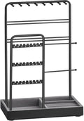 SONGMICS Jewelry Holder, Jewelry Organizer, Jewelry Display Stand with Metal Frame, Velvet Tray, Necklace Earring Bracelet Holder, for Studs, Rings, Christmas Gift, Ink Black UJJS021B01