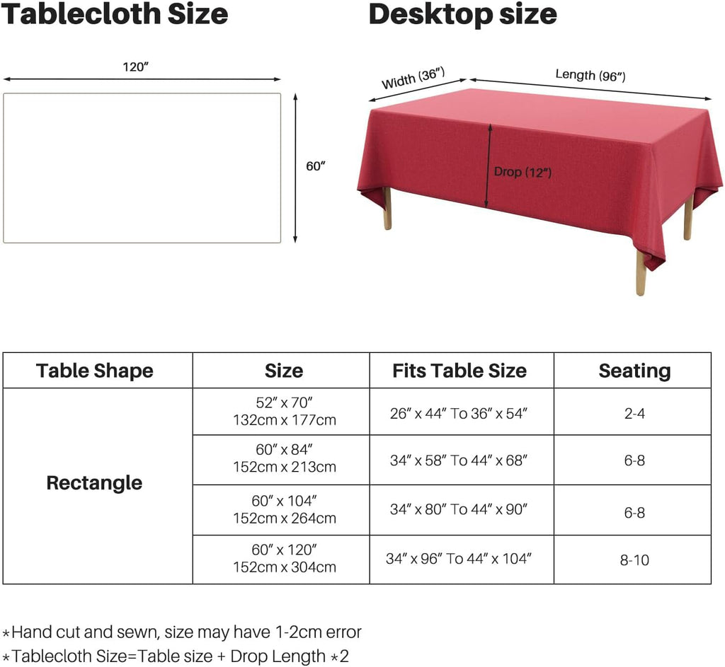 IVAPUPU Textured Linen Table Cloth for Rectangle Table - Waterproof Fabric Tablecloth Rectangular Wrinkle Free Wipeable Dining Cover for Wedding/Birthday/Party/Valentine Decor, 52x 70 Inch