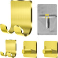 CGBE 4 Packs Shower Hooks for Inside Shower, Self Adhesive Shaver Holder Hanger Hooks for Bathroom Damage Free Wall Hooks for Razor Loofah Sponge - Gold