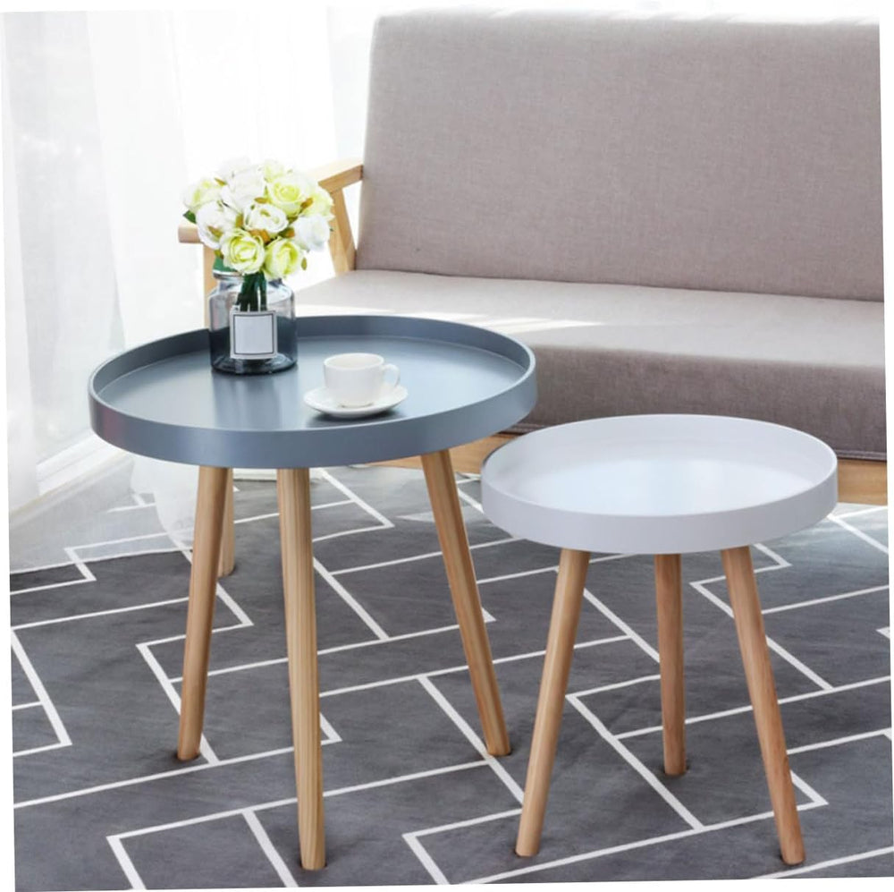 Homoyoyo Nordic Style Small Round Side Table White Mini Sofa End Table for Li...