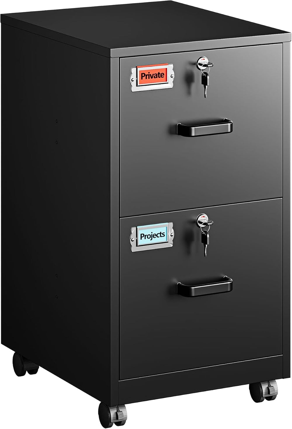 PEUKC 2 Drawer File Cabinet with Lock, Metal Under Desk Rolling Filing Cabine...