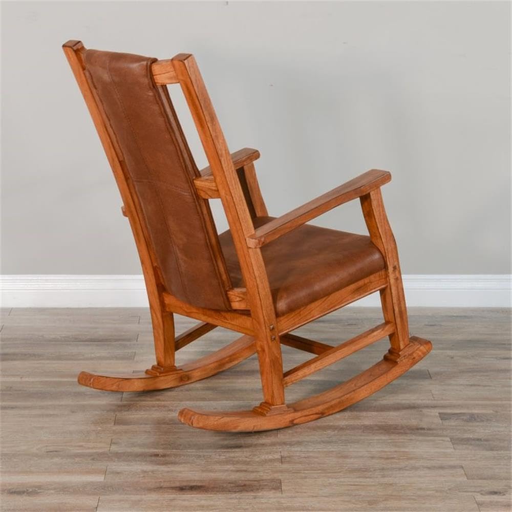Pemberly Row Set of 2 Farmhouse Mindi Wood Rocking Chair in Rustic Oak