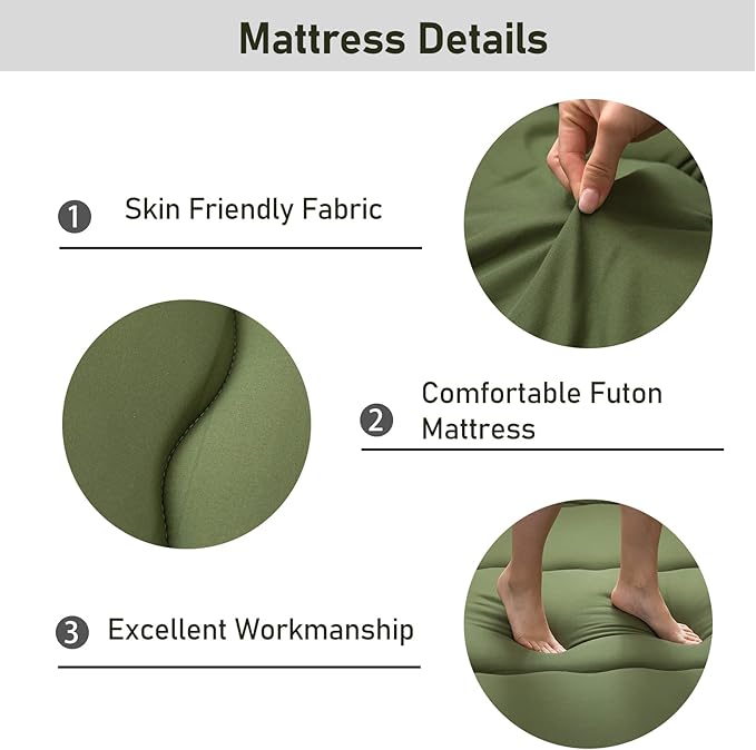 MAXYOYO Japanese Floor Mattress Futon Mattress, 4" Thicken Tatami Mat Sleeping Pad Foldable Roll Up Mat Boys Girls Dormitory Pad Kids Floor Lounger Pillow Bed, Charcoal Grey, Queen Size