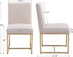 CIMOTA Modern Dining Chairs Set of 2, Upholstered Dining Room Chairs Armless Guest Side Chair with Gold Base for Dining Room/Kitchen, Beige, 2PCS