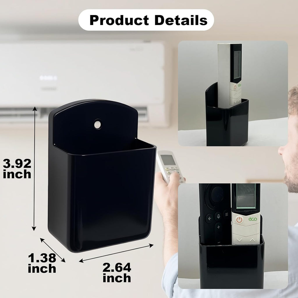 4Pcs Remote Holder Wall Mount, Remote Control Holder for AC TV, Wall Mount Box Organizer with Self Adhesive and Screws for Home Office Storage