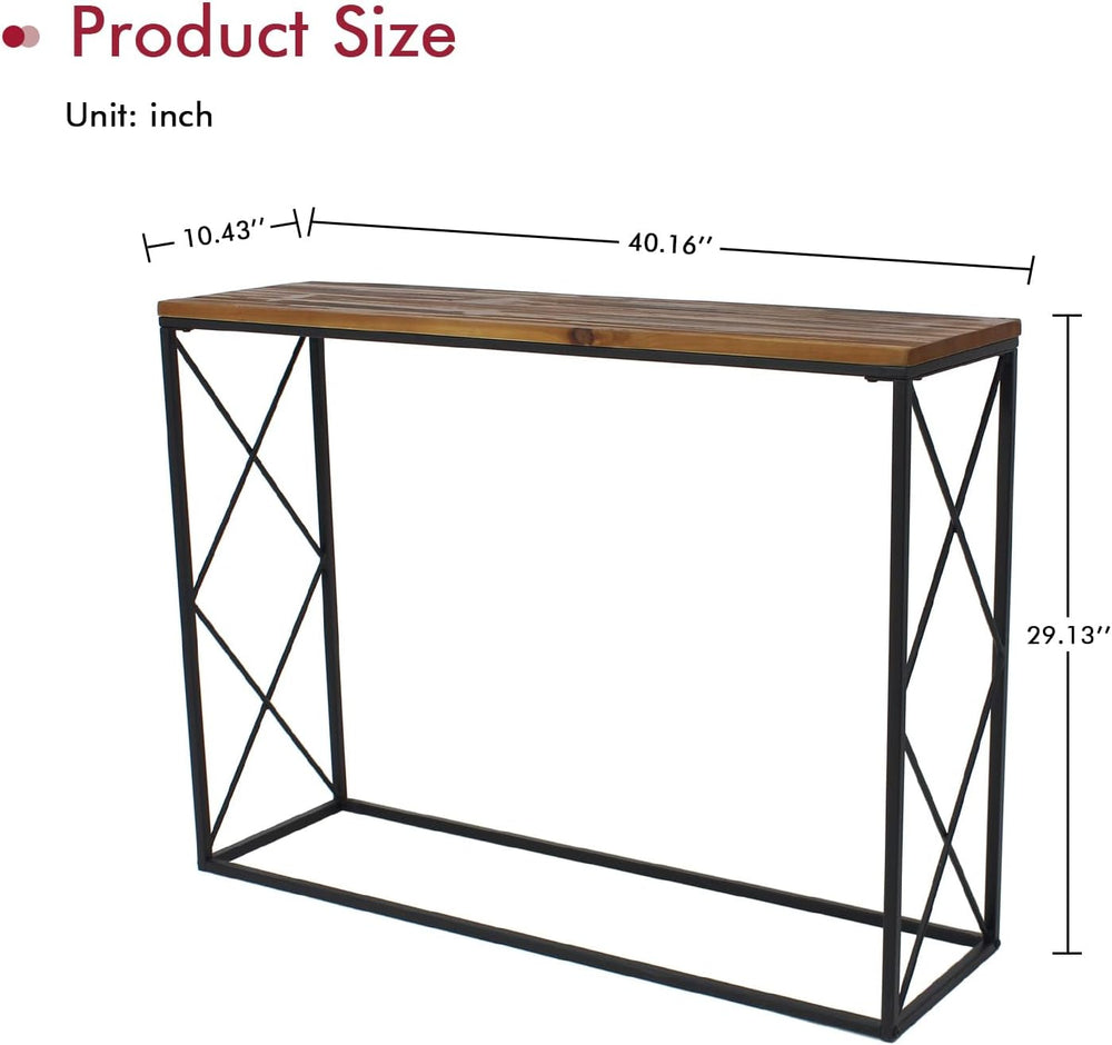 DDK 40" Narrow Console Table, Thin Sofa Side Entryway Table with X-Shape...