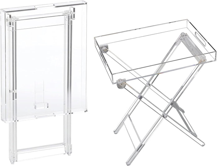 Acrylic Table - Folding Tray Tables - Clear Acrylic Tv Tray Table,Small Desk Coffee Table for Bedroom,Living Room(11.8 * 18.9 * 23.6in)