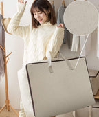 AMJ Set of 3, Canvas Storage Bag with 3-Side Zip Open & Handles, 8OZ Thick Soft Breathable Closet Organizer for Beddings, House Move or Winter Garment Storage in Wardrobe, Beige