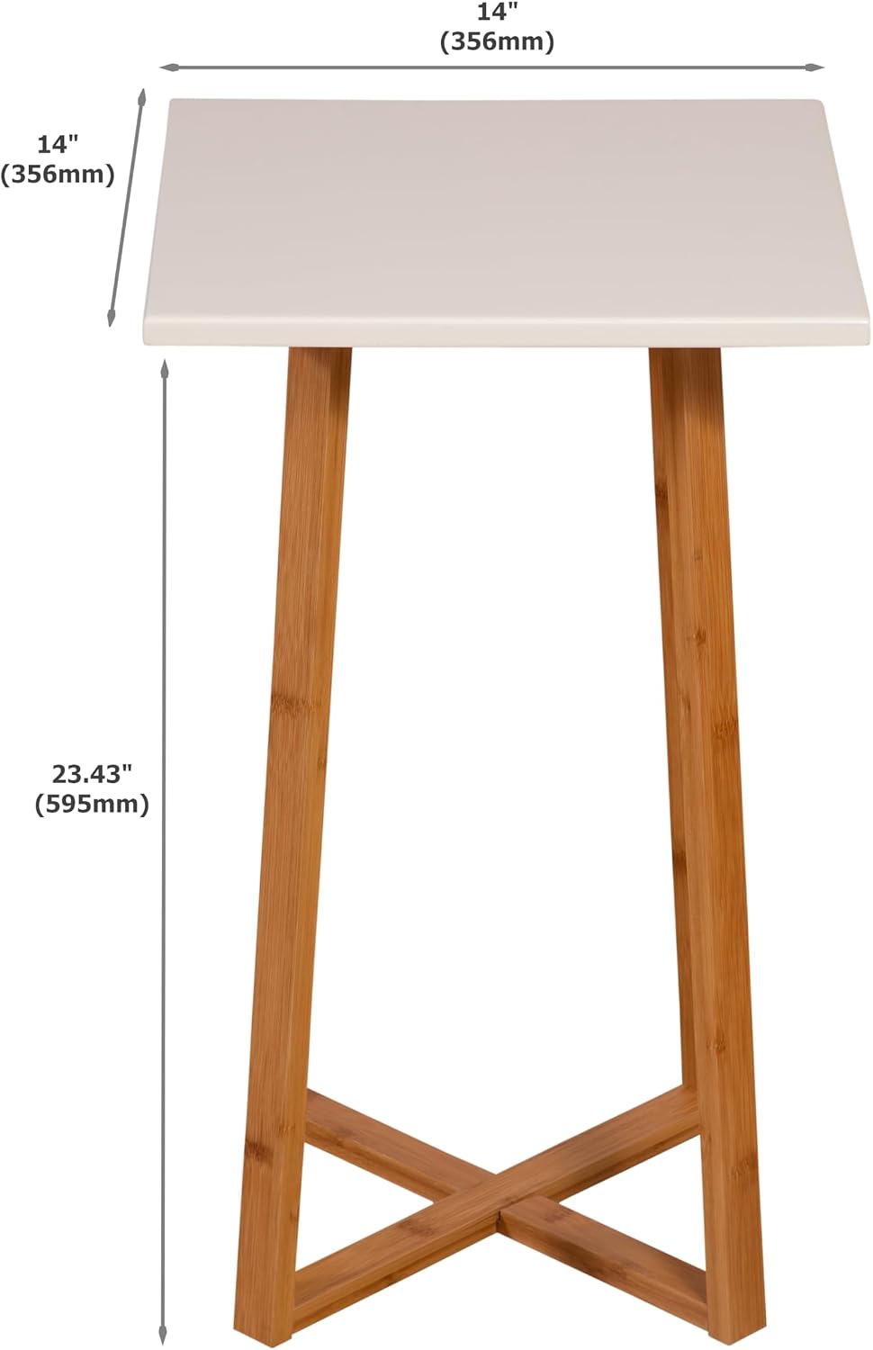 Solid Bamboo Frame Square Plant Stand (White)