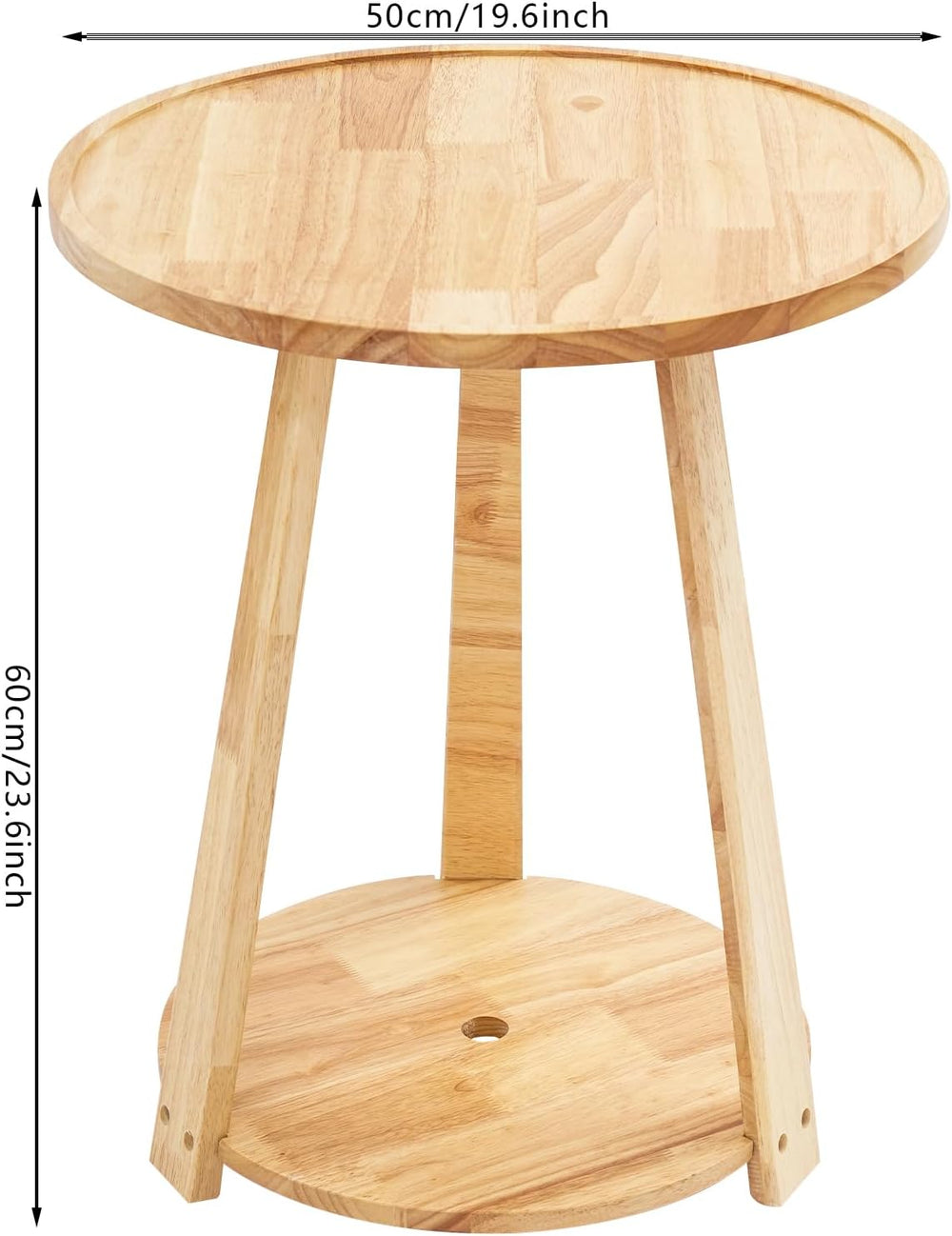 Small Round Side Table, 2-Tier End Table with Storage Shelf, Modern Couch Bed...