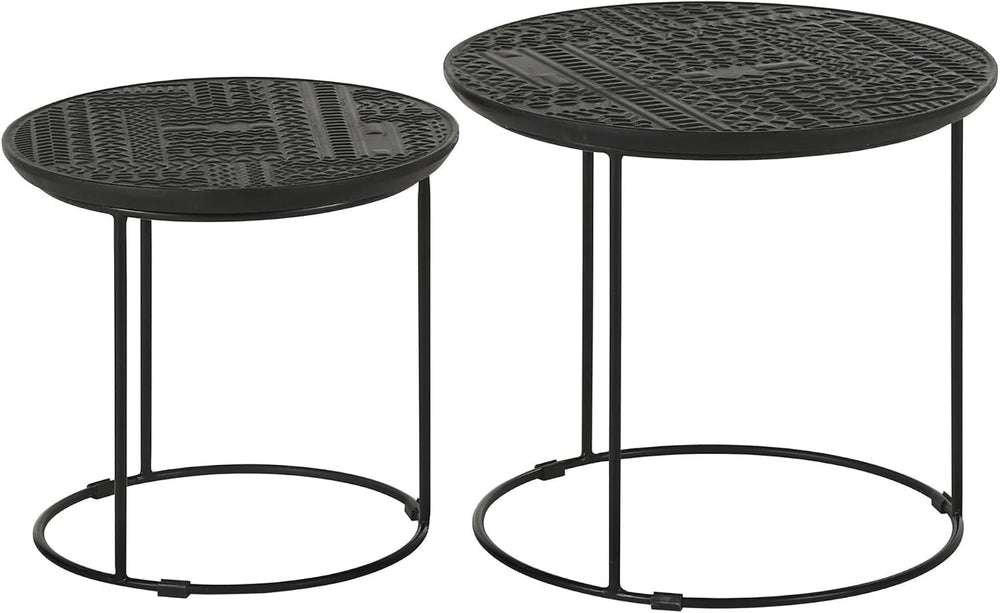 20" Sturdy Metal Frame Nesting Coffee Table, Boo Coffee Table with Embos...