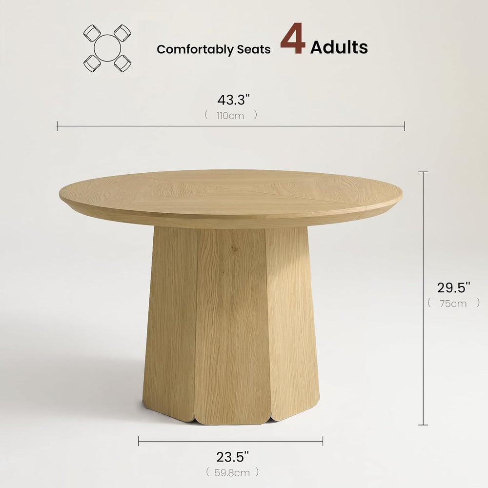 ModernMate 43 inch Round Dining Table for 4, Circle Kitchen Table with Wooden...
