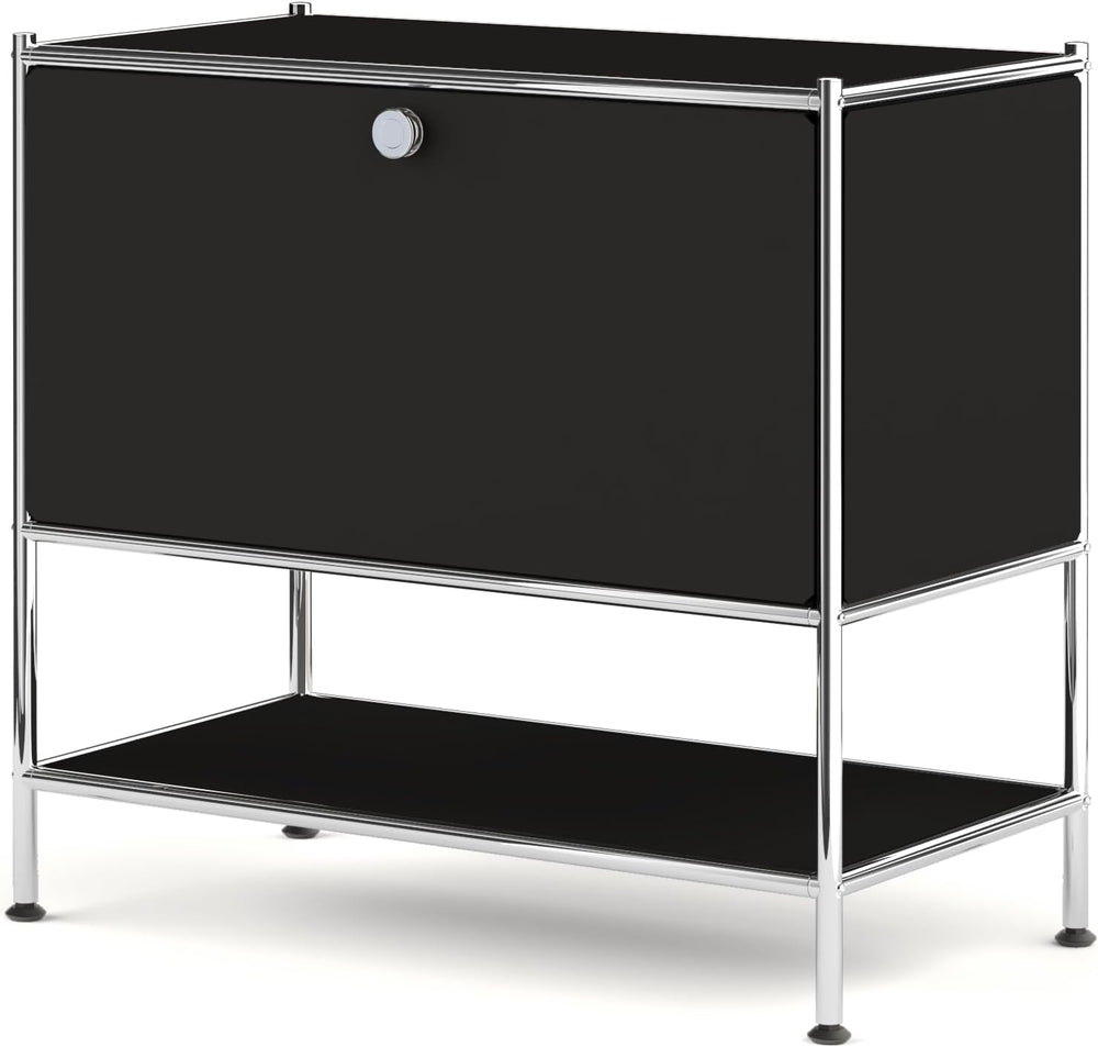 Metal Nightstand, Mid-Century Modern Bookshelf, Flap Door 27.5 | Sleek Modern...