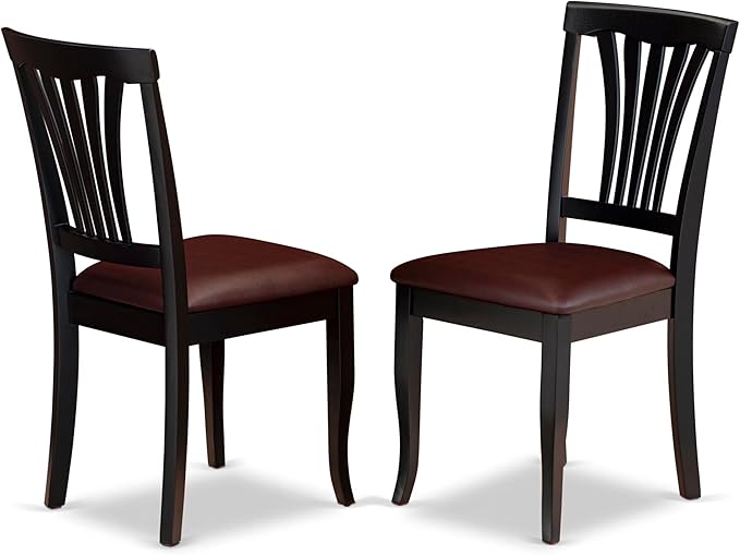 East West Furniture PLAV5-BCH-LC 5 Piece Kitchen Table & Chairs Set Includes an Oval Dining Table with Butterfly Leaf and 4 Faux Leather Dining Room Chairs, 42x78 Inch, Black & Cherry