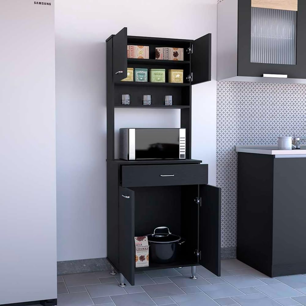 Tuhome Santoro 60 Pantry Cabinet with Double Doors, Adjustable Shelves, Versa...