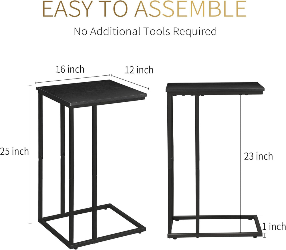C Shaped Side Table Set of 2, Skinny Sofa Table for Sofa and Bed, Couch Table...