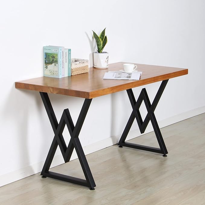 SSS Furniture Metal Table Legs Heavy Duty Industrial Table Base, 28 inch Height 19.7 inch Wide Black Metal Furniture Legs Modern Dining Coffee Table Legs DIY Desk Legs Set of 2