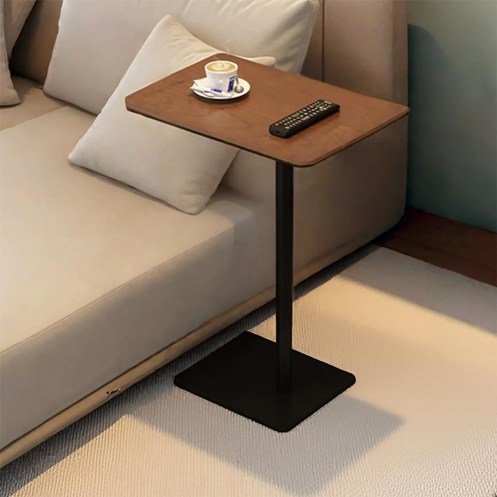 C Shaped End Table, Solid Wood Side Table, 26 Inch High Sofa Tables for Couch...