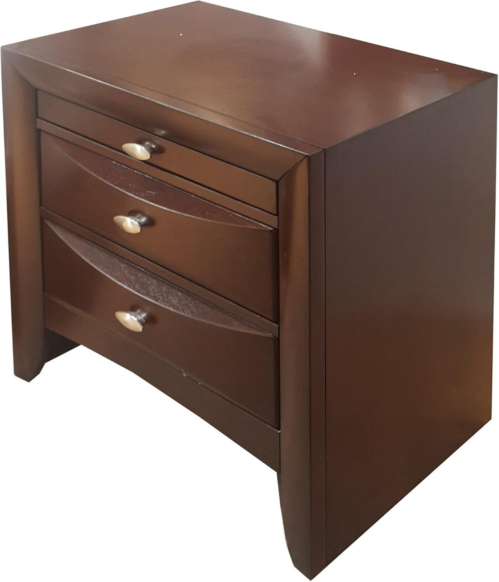 Espresso Finish Nightstand, Modern Traditional Style 1pc Nightstand of 2 Draw...