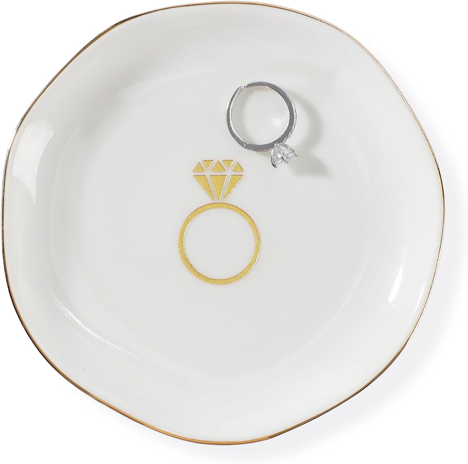 HOME SMILE Ring Dish Printed Ring，Engagement Engaged Wedding Bridal Gifts for Newly Engaged Friend,Daughter, Sister,Newlyweds,BFF