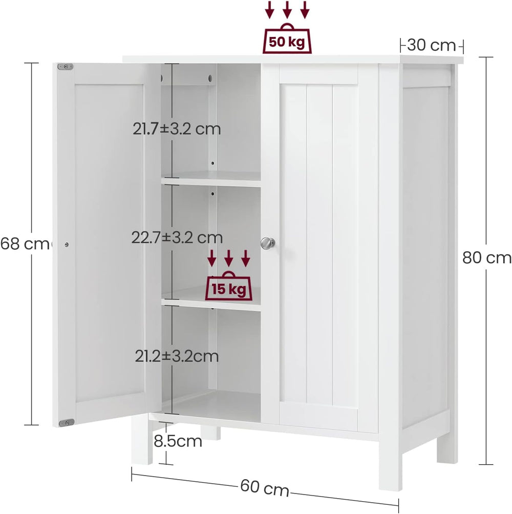VASAGLE Floor Storage Cabinet, Freestanding Storage Unit with 2 Adjustable Sh...
