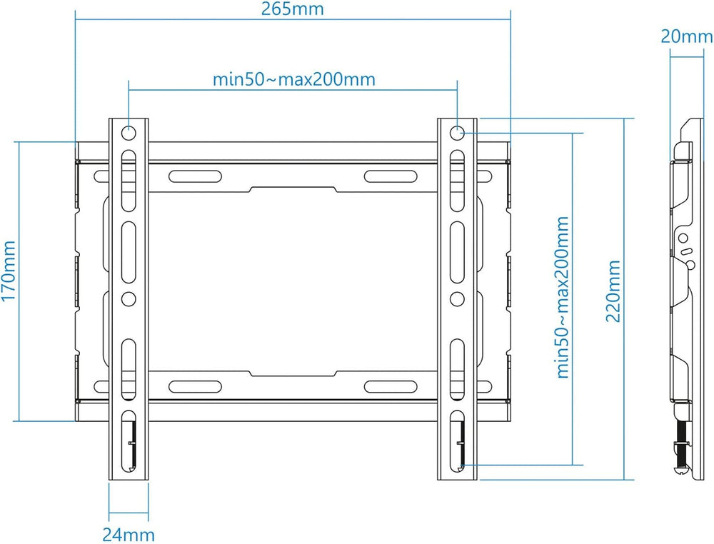 Tooq LP1043F-B - Wall Mount for Monitor/TV/LED from 23 to 43 Inches, Distance...