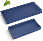 Bathroom Counter Tray,EG-SIPRO High-Grade Thickened Silicone Vanity Tray,Shatterproof Durable Rectangle Tray Soap Dispenser for Countertop,Sapphire Blue,Small+Large (EGTRAY)