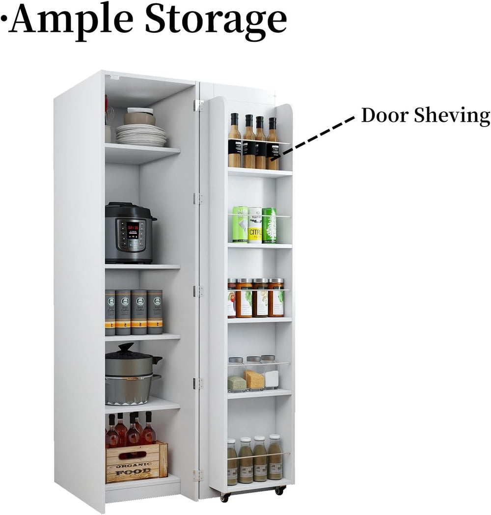 JOYSOURCE 22 in Deep Kitchen Pantry Storage Cabinet with Doors and Adjustable...