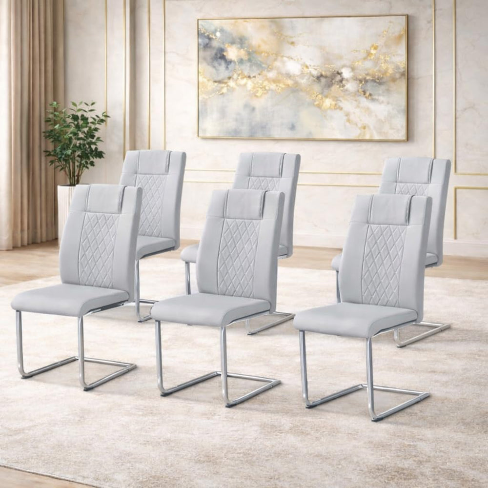 Dining Chairs Set 6, Armless Light Gray Kitchen Chairs,Waterproof Faux Leathe...