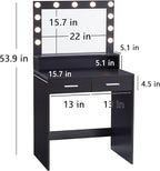 Vanity Desk with Mirror and Lights, Dressing Table with Large Drawer, 2 Level Storage Dresser & 3 Lighting Modes Adjustable Brightness, Suitable for Bedroom