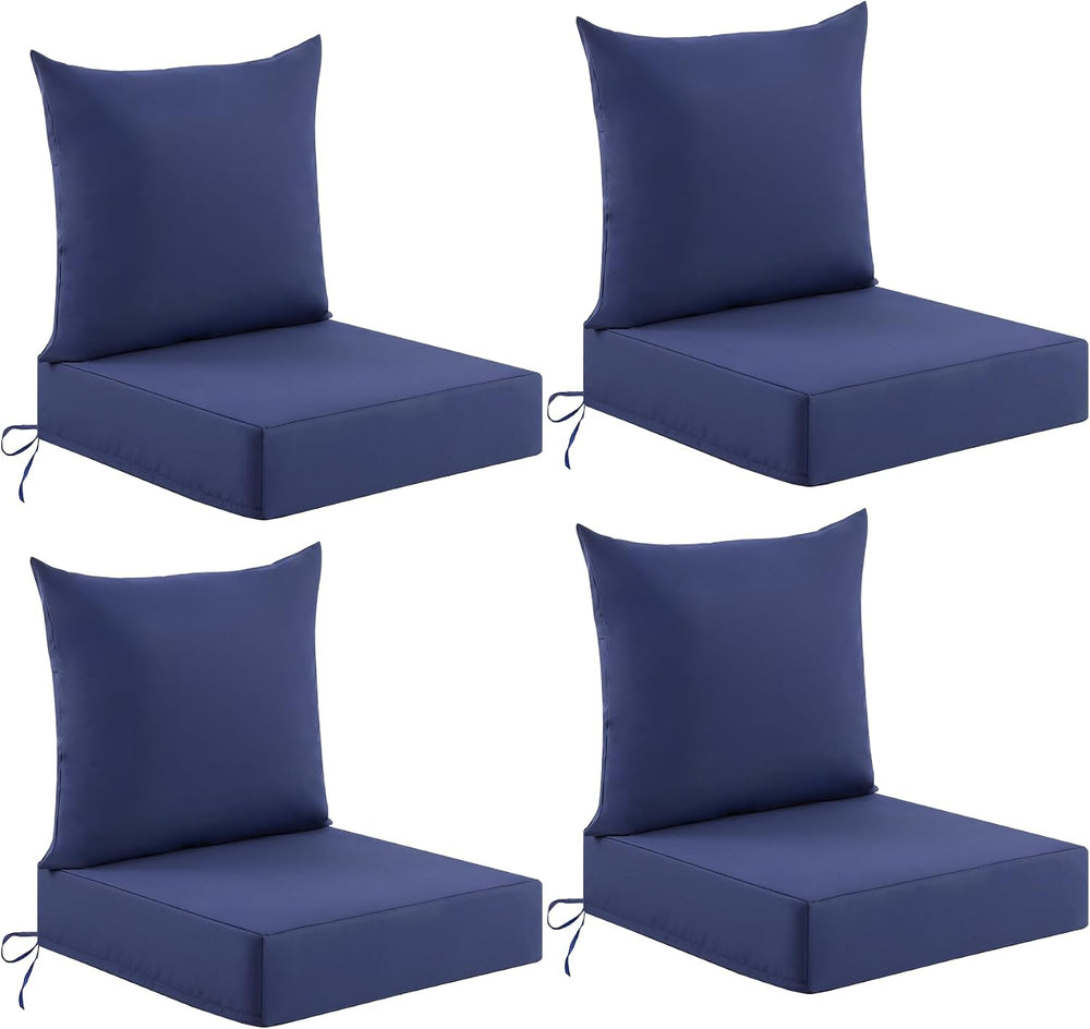 Deep Seat Patio Cushions Set of 4, 24x24x5.75 Inch, Waterproof Outdoor Chair ...