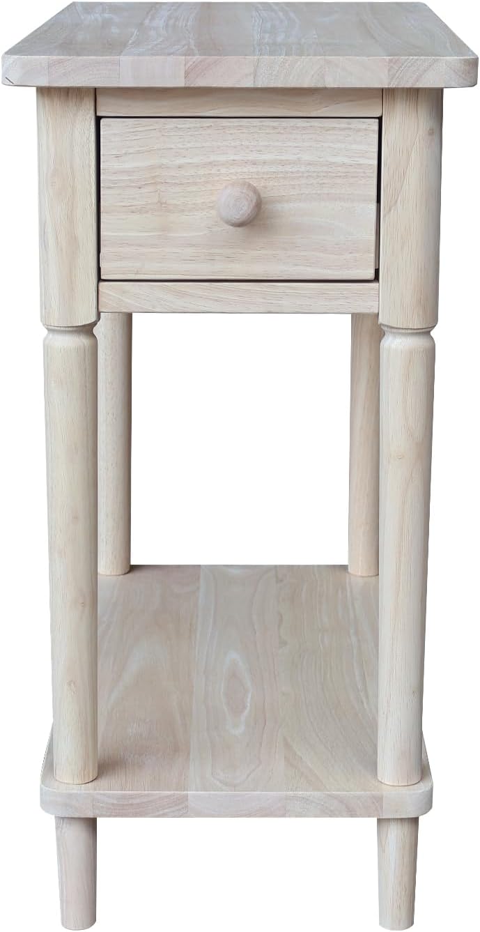 International Concepts Solid Wood Narrow Side Table Unfinished